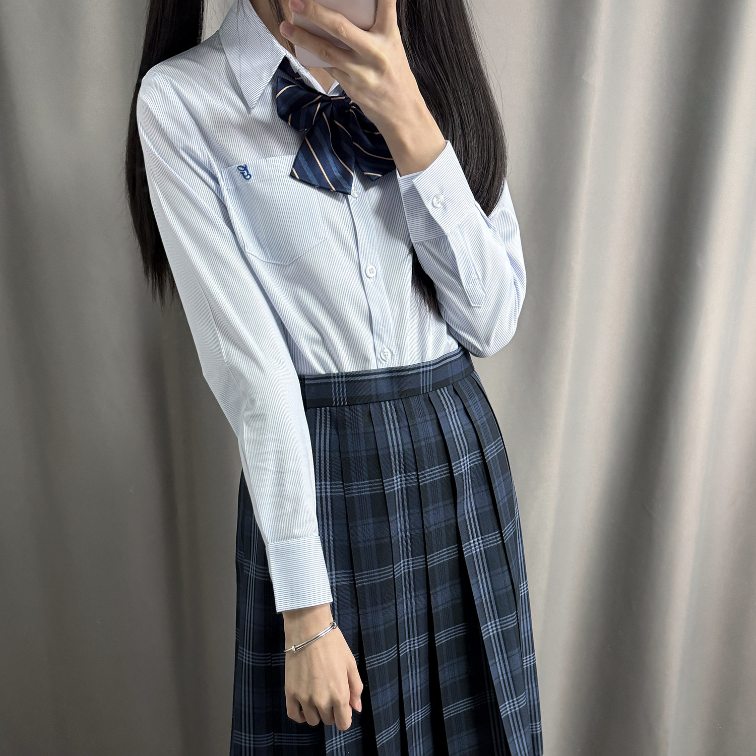 花千猪新品 津南高衬衫 日系学院风校供感条纹衬衫jk制服秋冬上衣图片