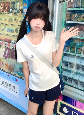 花千猪原创 小芝T恤  日系学院风圆领内搭jk制服白色长袖短袖上衣