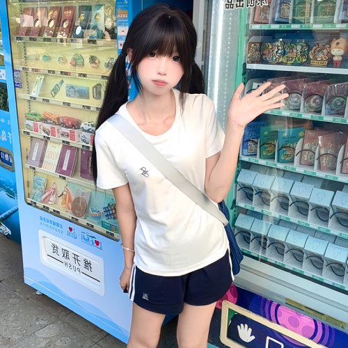 花千猪原创 小芝T恤  日系学院风圆领内搭jk制服白色长袖短袖上衣