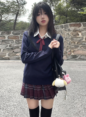 花千猪原创 绫川中毛衣 校供感多色针织宽松款毛衣jk制服百搭上衣