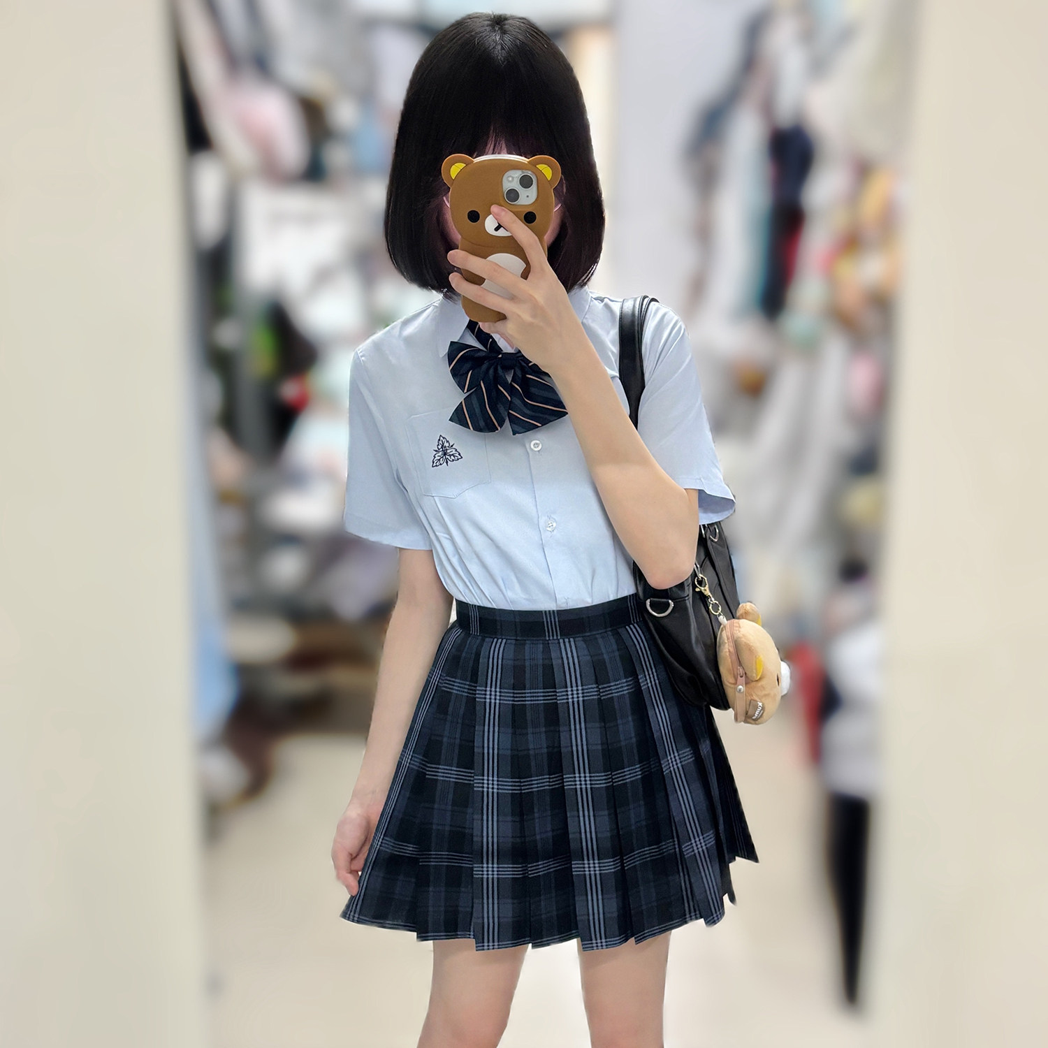 花千猪原创 千葉高衬衫 校供感白色蓝色短袖jk制服刺绣百搭款上衣