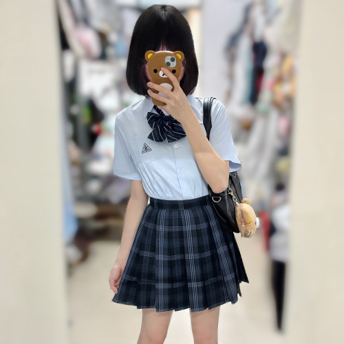花千猪新品条纹短袖jk衬衫