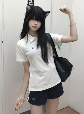 花千猪原创 运动系套装 日系校供感运动两件套JK制服透气polo短裤