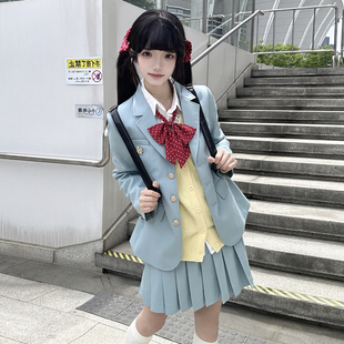 绿色西装 学院风jk制服三粒扣款 外套下裙 星野中套装 花千猪新品