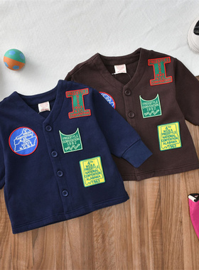 2026日系DD童装春秋新款男女童纯棉卡通徽章刺绣卫衣长袖开衫外套