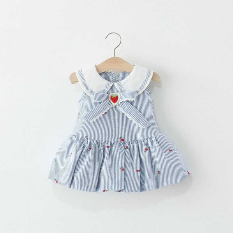 婴儿夏装条纹翻领连衣裙0一4岁小宝宝夏季薄款洋气童装女孩公主裙