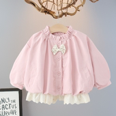 蝴蝶结韩版 女童外套秋季 婴儿童宝宝春秋装 3岁4新款 时髦洋气风衣