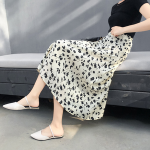 RM17009#韩国百搭松紧腰印花A字裙女春夏新款显瘦碎花半身裙