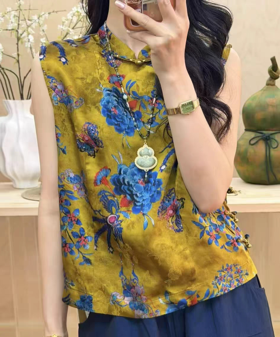 2026年夏装新款流行女装新中式小蛮腰马夹背心缎面提花修身显瘦潮