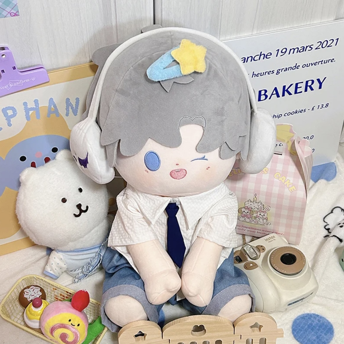 恋与深空棉花娃娃沈星回坐姿款40cm毛绒公仔衣服男娃女娃洛丽塔