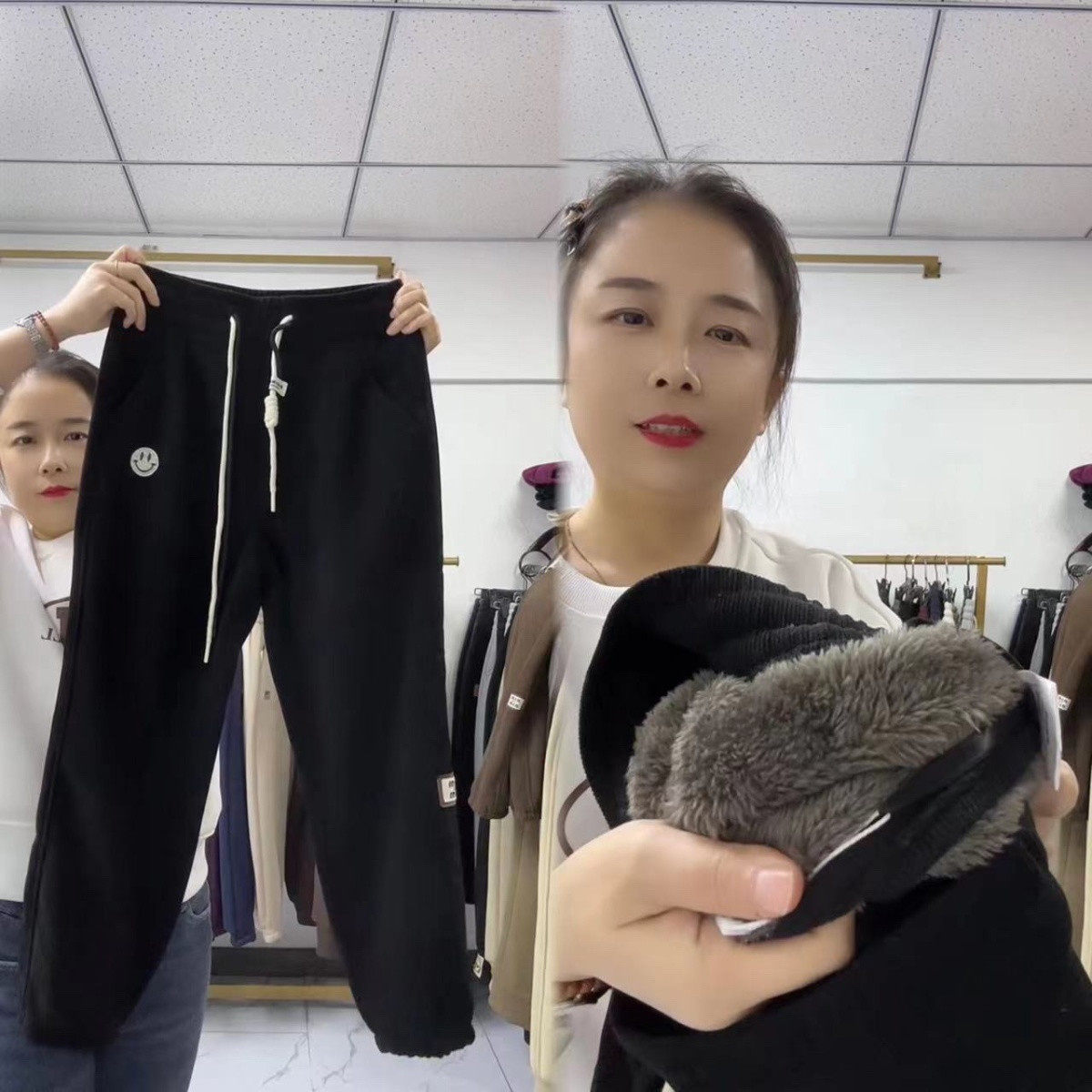 秋冬季灯芯绒羊羔绒运动哈伦裤女2026年新款加绒加厚束脚休闲裤