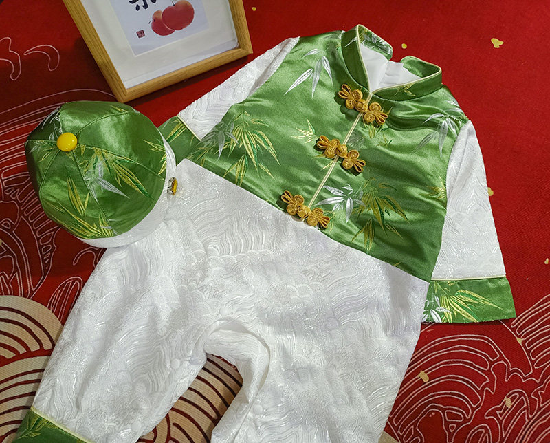 百日宝宝新中式连体服抓周冠衣