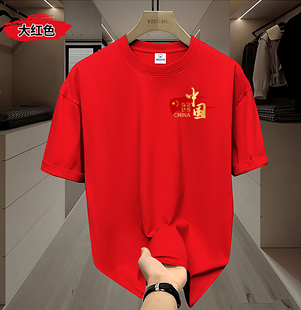 我爱中国繁荣昌盛五星红旗纯棉演出服爱国短袖T恤国庆大合唱衣服