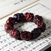 犀牛角紫檀木雕刻十八像一念之间手串文玩檀木手链男女款 手串