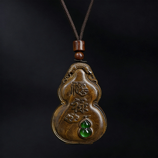 菩萨奇楠沉香木沉贵宝天罡葫芦紫微讳浮雕吊坠挂件饰品香牌项链