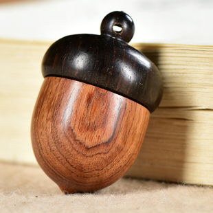 黑檀花梨木diy橡果配饰橡子拼色木质坚果松果嘎乌盒吊坠挂件配件