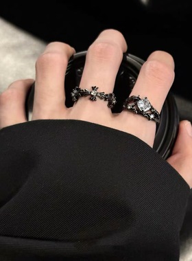 欧美朋克暗黑风十字架个性小众戒指无性别风时尚情侣指环情侣对戒