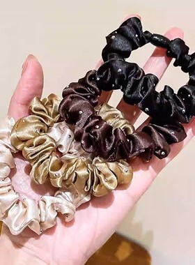 美拉德缎面烫钻小肠圈发圈女韩国感头绳扎头发橡皮筋头饰批发