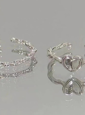 简约女款戒指设计小众甜心扭纹编织戒指爱心戒指简约指环