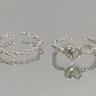 简约女款戒指设计小众甜心扭纹编织戒指爱心戒指简约指环