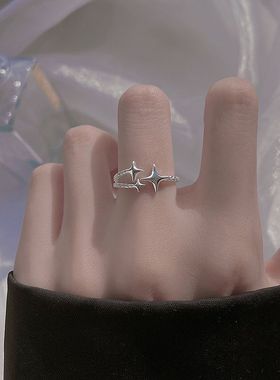 四芒星流星戒指女设计高级感轻奢小众冷淡风食指戒ins潮个性指环