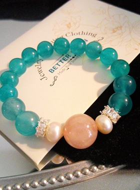 【J原创】天然天河石西柚粉晶白水晶天然水晶搭配天然珍珠