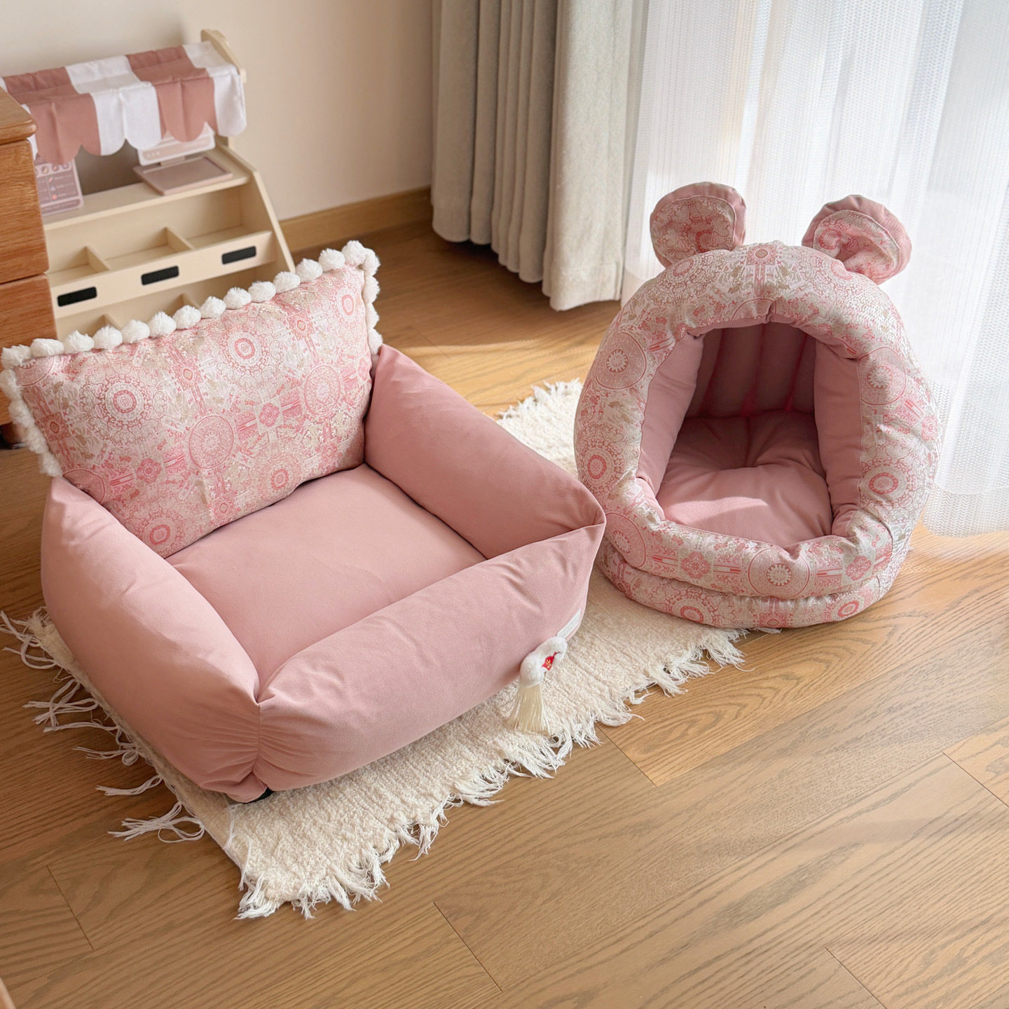 新年款喜气好运狗窝猫窝加厚保暖四季通用粉色系宠物床包围式帐篷,宠物/宠物食品及用品,狗窝/屋/帐篷/沙发,淘宝优惠券,粉丝福利购,淘宝优惠卷