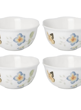 外贸出口 Lenox田园风蝴蝶花陶瓷象牙瓷蝴蝶碗釉中彩米饭碗