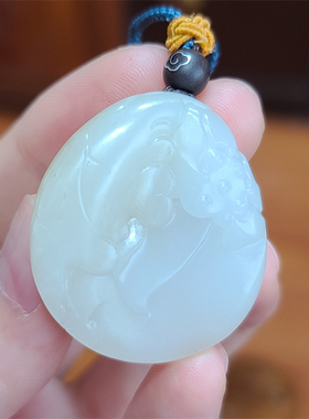 新疆和田玉羊脂级白玉 荷花挂件吊坠平安无事牌xx04104