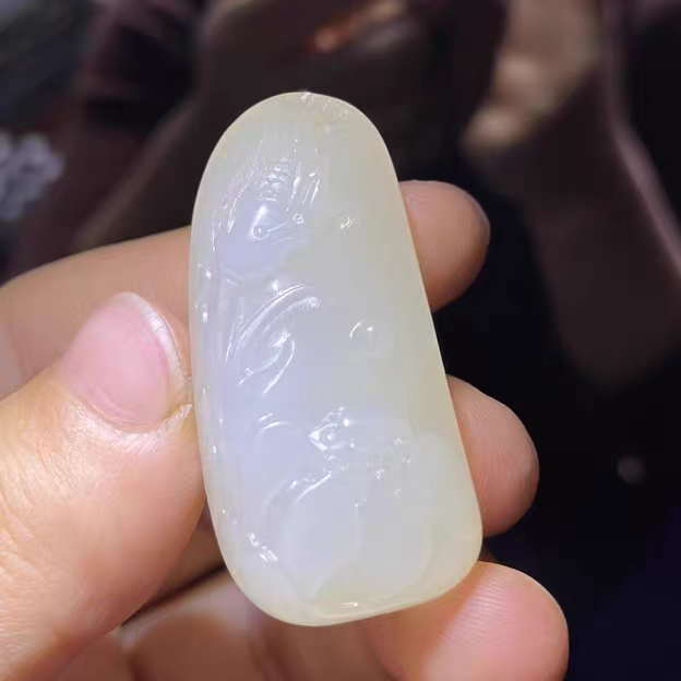 新疆和田白玉籽料 吊坠 荷塘情趣挂件 花鸟虫鱼xd16022/303024