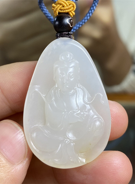 新疆和田羊脂白玉籽料观音挂件吊坠宝宝锁平安扣观音xx08117