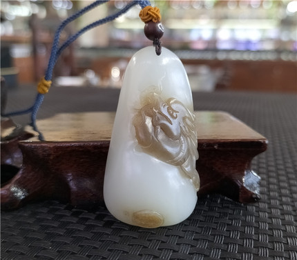 新疆和田糖白玉山料生肖龙挂件吊坠手链项链宝宝锁平安扣ld14031