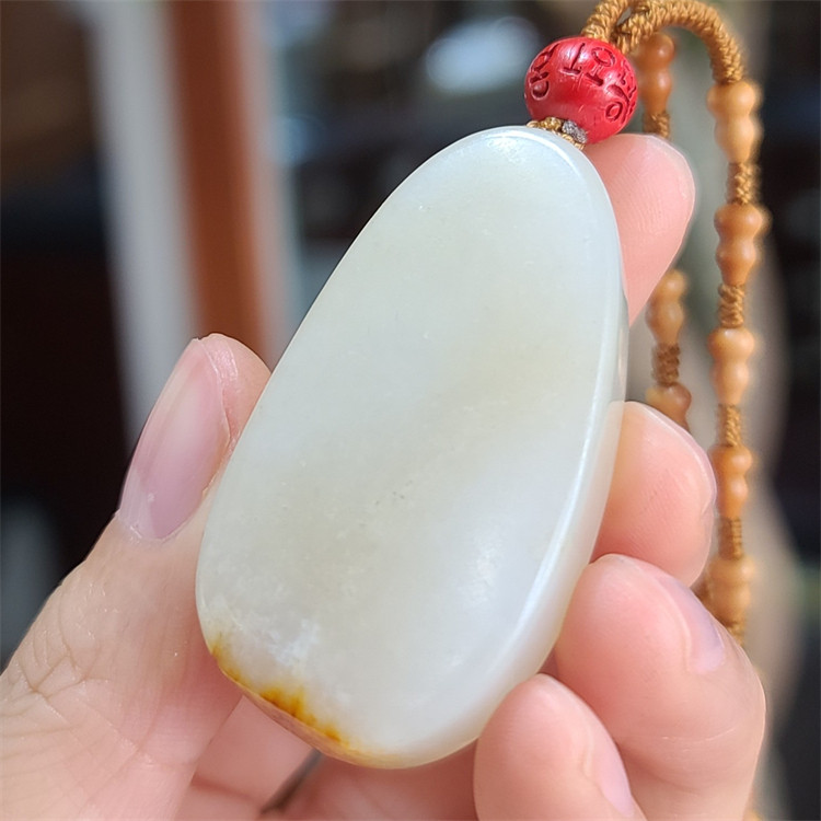 新疆吊坠和田白玉籽料平安无事牌挂 xx bxg 2203