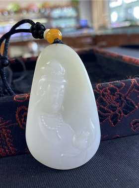 新疆和田白玉籽料莲花观音挂件吊坠戒指佛手链项链财神 ld08081