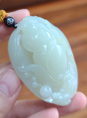 新疆和田白玉籽料喜上麦稍挂件xx04051