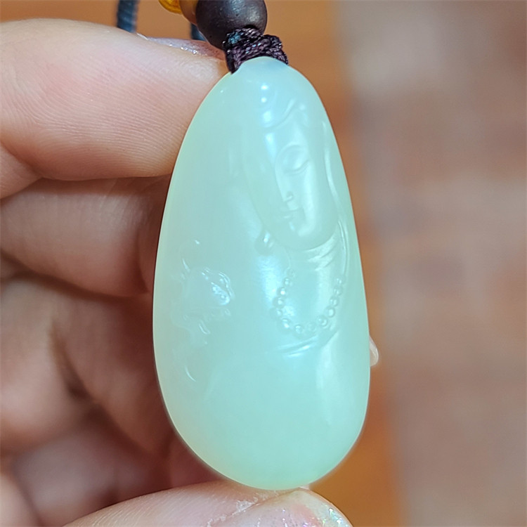 新疆和田糖白玉观音挂件 弥勒佛生肖貔貅耳坠戒指戒面xx01120