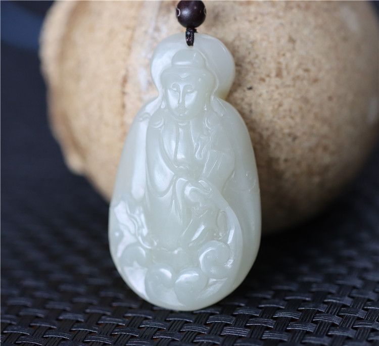 新疆和田白玉籽料观音佛吊坠挂件生肖宝宝锁平安扣xx08073