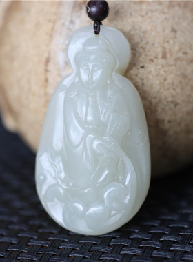 新疆和田白玉籽料观音佛吊坠挂件生肖宝宝锁平安扣xx08073