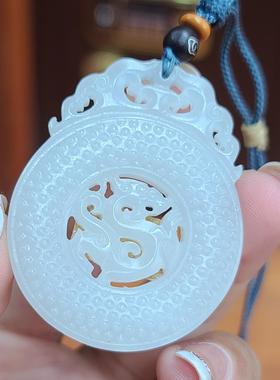 新疆和田白玉龙凤牌一对挂件  弥勒佛观音耳坠项链 xx04035/04057