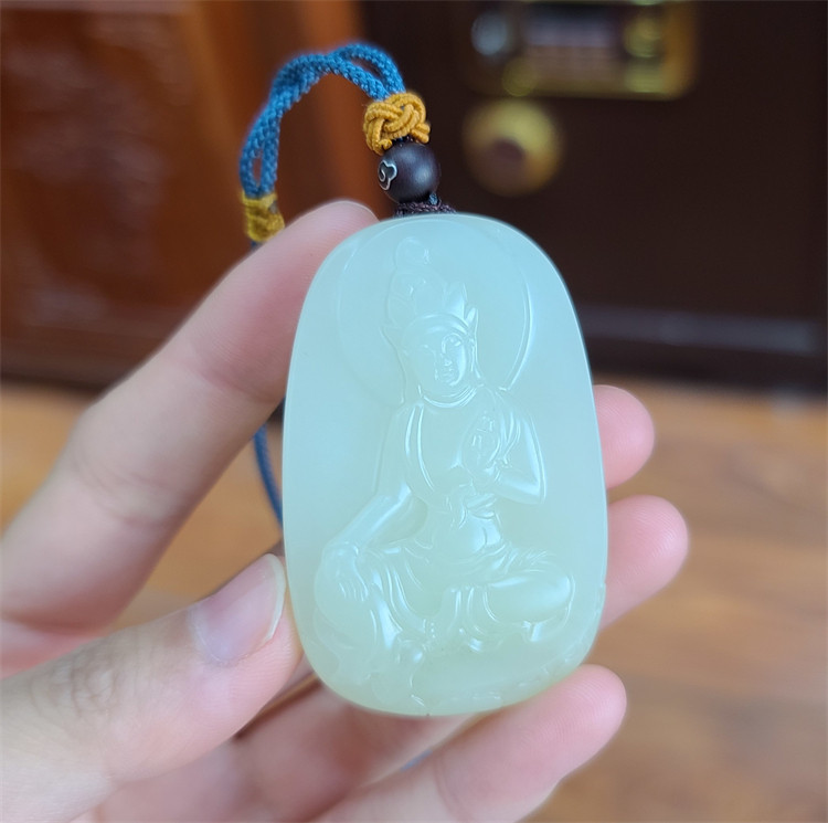 新疆和田白玉籽料观音佛挂件吊坠宝宝锁平安扣手把件xx01018