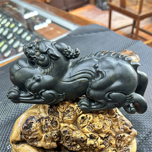 新疆和田墨玉貔貅摆件 宝宝锁平安扣挂件吊坠 xx16308