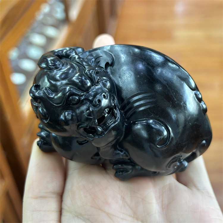新疆和田墨玉籽料貔貅摆件 平安无事牌把件吊坠 xx18195