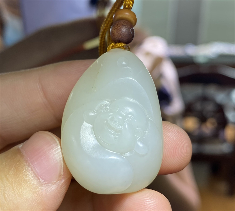 新疆和田白玉籽料独籽弥勒佛观音宝宝锁平安扣戒指   xd23059