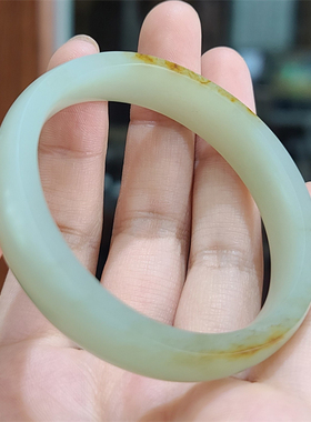 小石头和田玉手镯扁条籽料123263