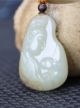 新疆和田白玉籽料挂件观世音菩萨佛手镯手链项链xx08074