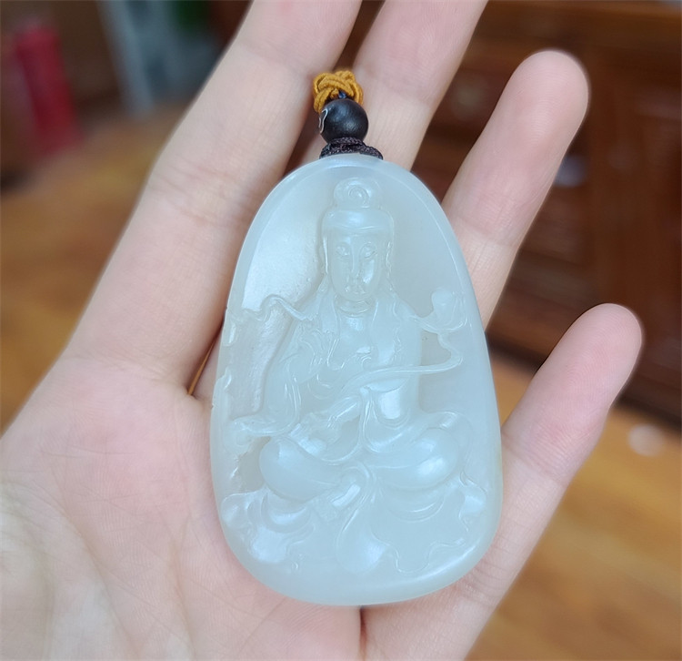 新疆和田白玉籽料观音挂件吊坠宝宝锁平安扣戒指耳坠貔貅 xx08076