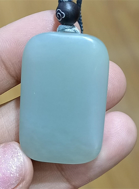 新疆和田青白玉山料平安无事牌挂件宝宝锁平安扣手链项链ld06084