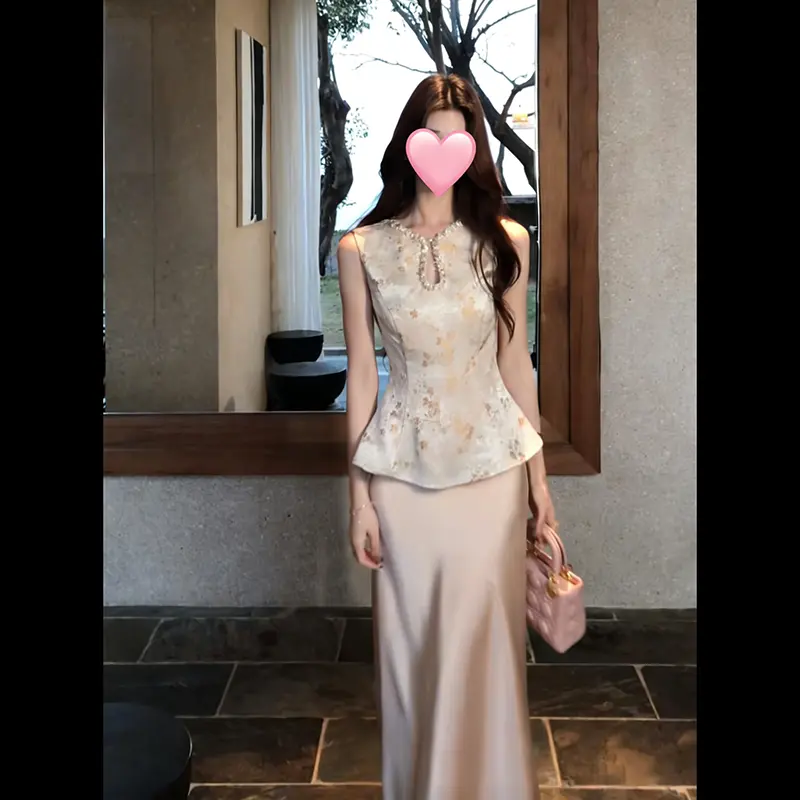 新中式上衣鱼尾裙套装女春夏新款高级温柔风时尚之前显瘦两件套