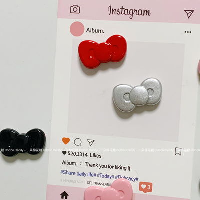 CottonCandy-ins新年喜庆亮面小蝴蝶结冰箱贴磁贴拍立得磁吸固定