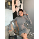 包臀裙 高级感收腰紧身性感内搭短款 怪力酱 高领针织连衣裙秋冬季